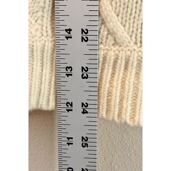 J. Crew Ivory Aran 100% Wool Cable Knit Raised Dots Cream Women's Sweater M - Picture 10 of 12